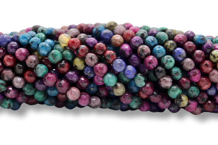 6mm  Semi-Precious Natural and Dyed Agate Round Faceted