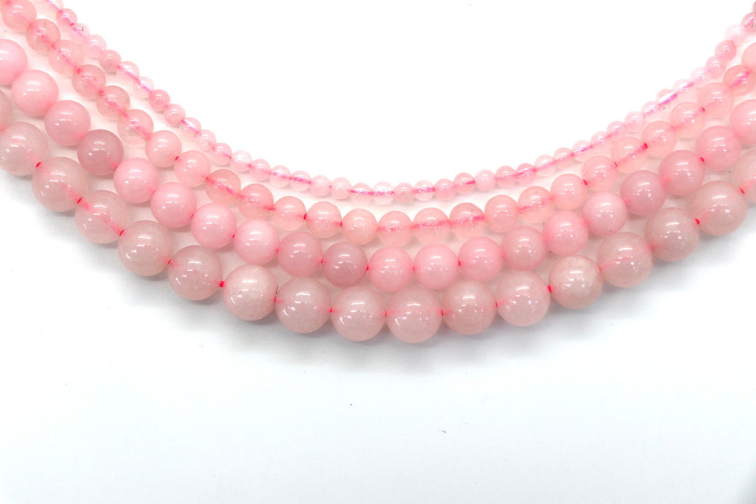 Semi-Precious Polish/Matte/ Round Faceted Natural Rose Quartz  Beads