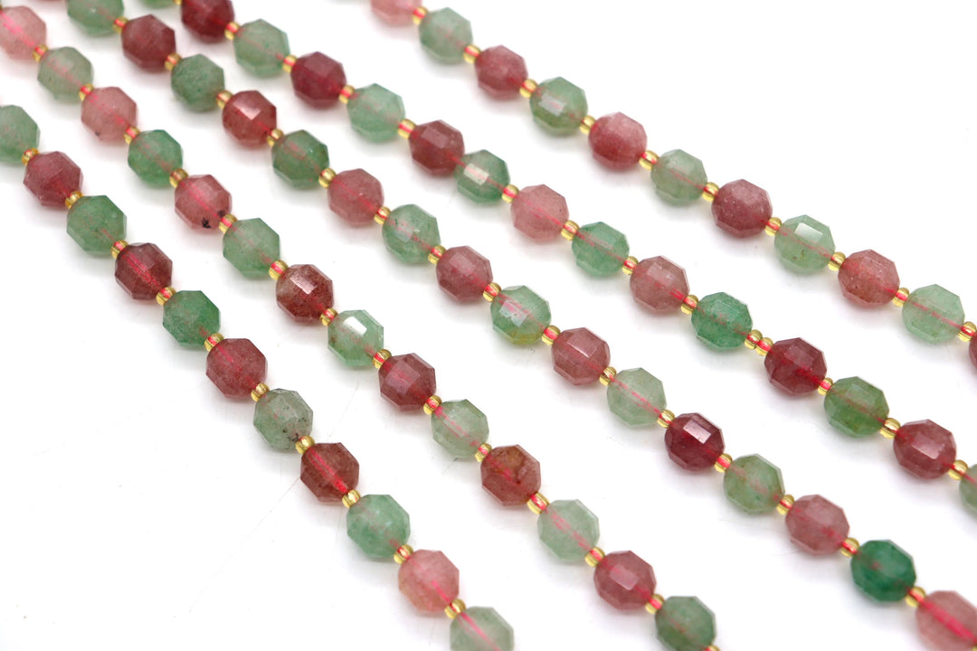 Strawberry Quartz Prism-Cut Strand