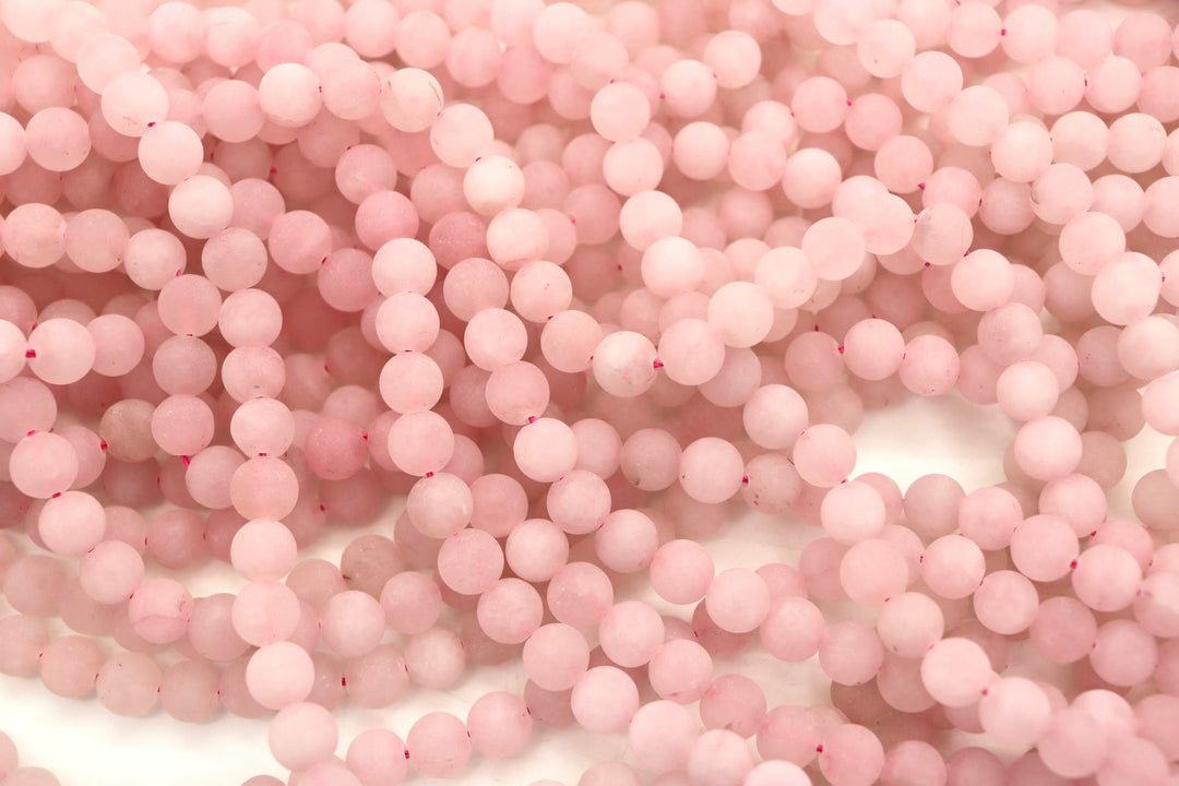 Semi-Precious Polish/Matte/ Round Faceted Natural Rose Quartz  Beads