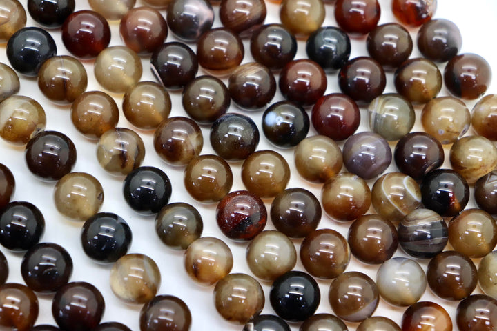 12mm  Semi-Precious Natural and Dyed Agate Round Smooth