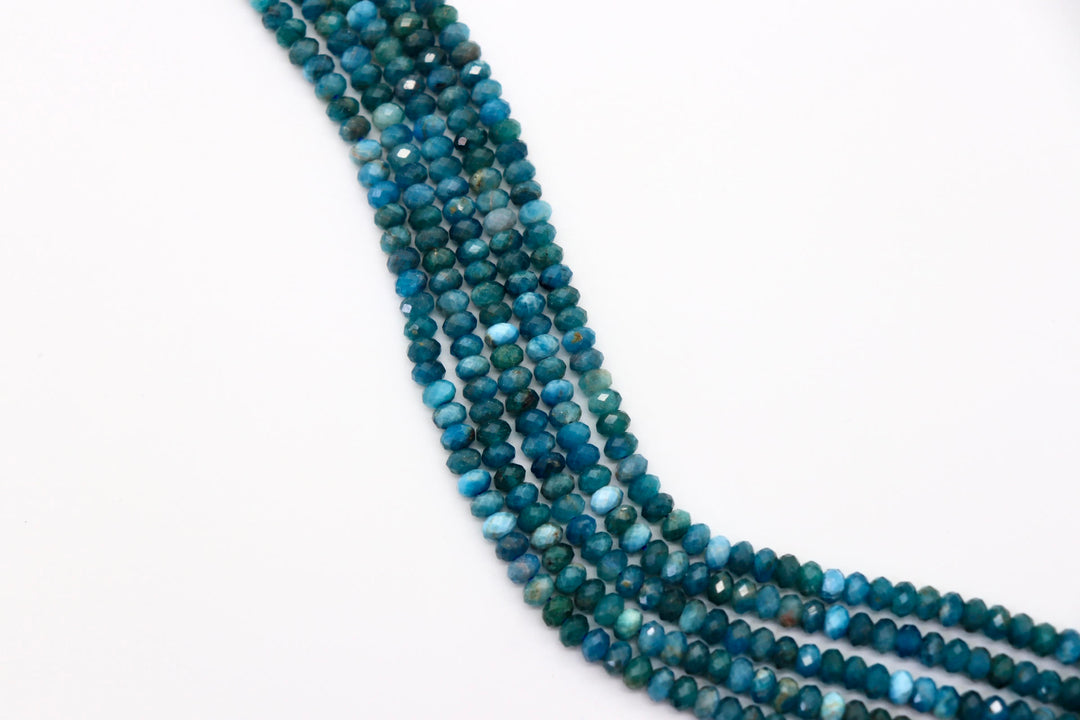 Natural Blue Apatite Faceted Rondelle Beads