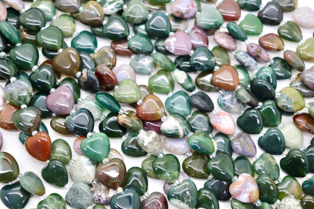 Semi-precious Heart Shaped Natural Stones 14mm